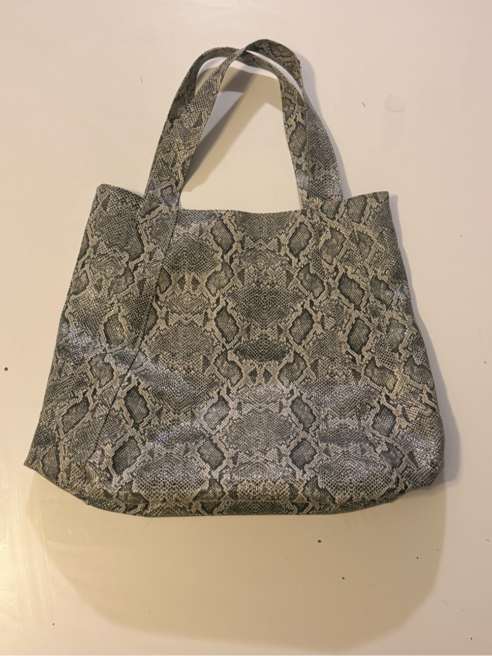 Vinyl Faux Snakeskin Print Tote Bag